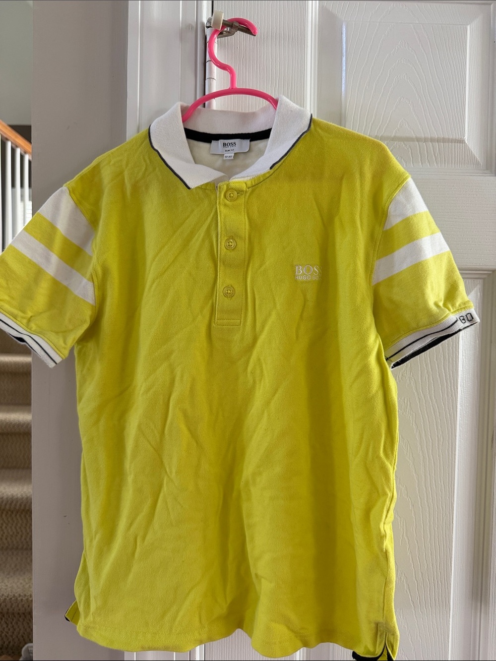 Boss Boys Neon Yellow Polo with White Trim